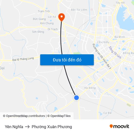 Yên Nghĩa to Phường Xuân Phương map