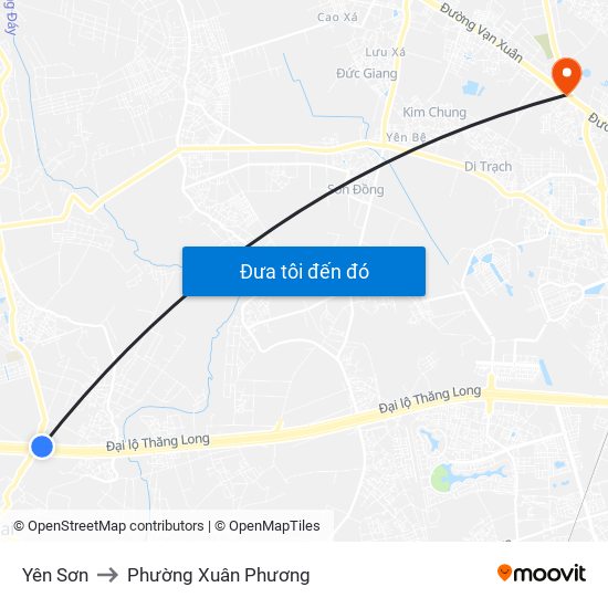 Yên Sơn to Phường Xuân Phương map
