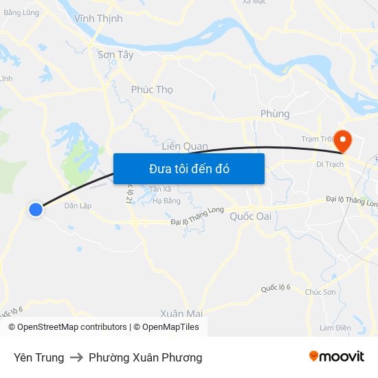Yên Trung to Phường Xuân Phương map