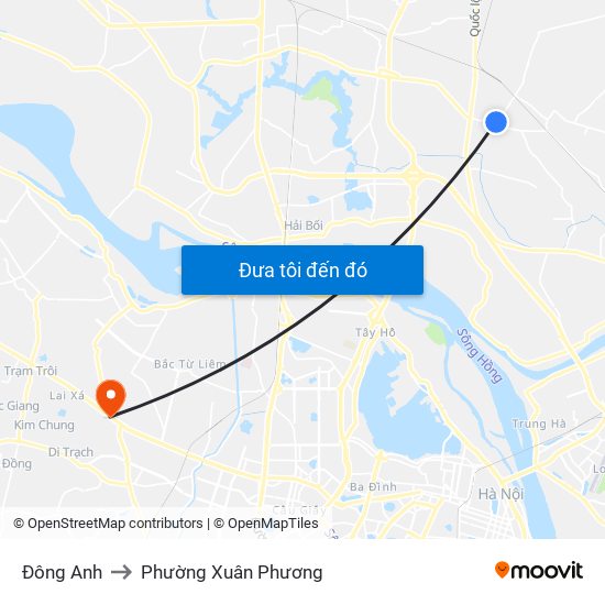 Đông Anh to Phường Xuân Phương map