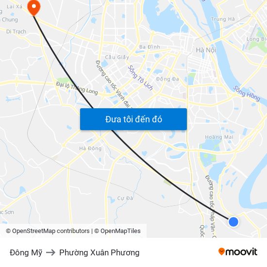 Đông Mỹ to Phường Xuân Phương map