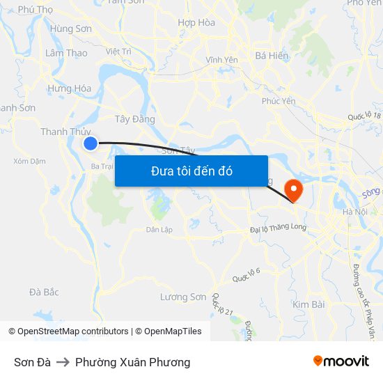 Sơn Đà to Phường Xuân Phương map