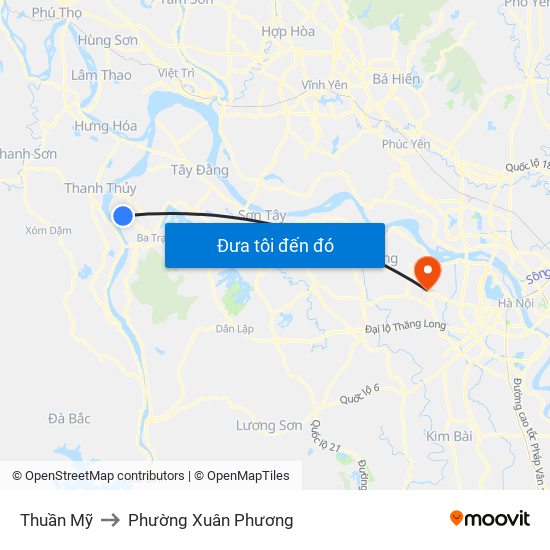 Thuần Mỹ to Phường Xuân Phương map