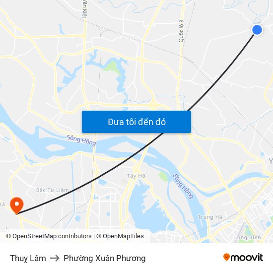 Thuỵ Lâm to Phường Xuân Phương map