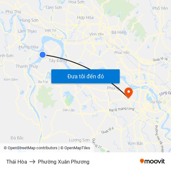 Thái Hòa to Phường Xuân Phương map