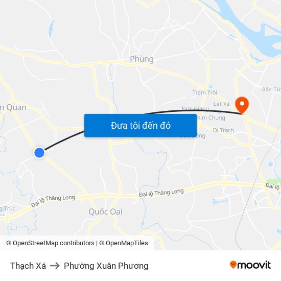 Thạch Xá to Phường Xuân Phương map