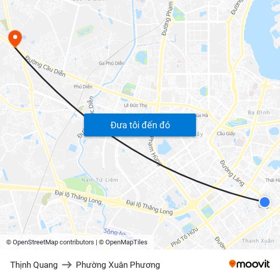 Thịnh Quang to Phường Xuân Phương map