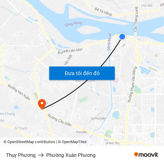 Thụy Phương to Phường Xuân Phương map