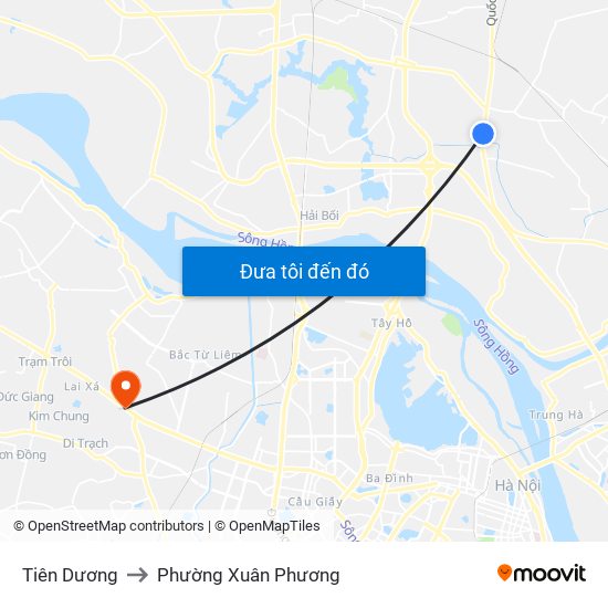 Tiên Dương to Phường Xuân Phương map