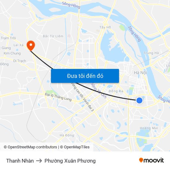 Thanh Nhàn to Phường Xuân Phương map