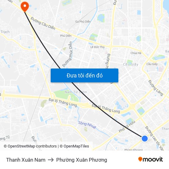 Thanh Xuân Nam to Phường Xuân Phương map