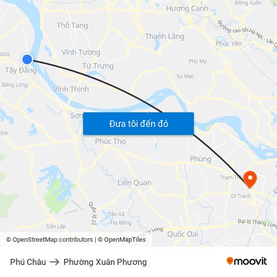 Phú Châu to Phường Xuân Phương map