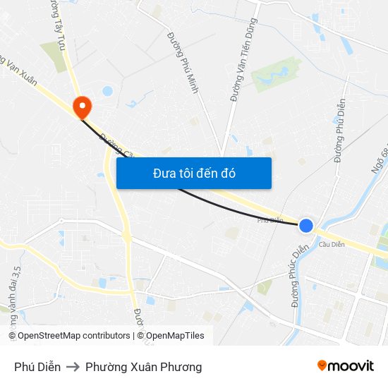 Phú Diễn to Phường Xuân Phương map