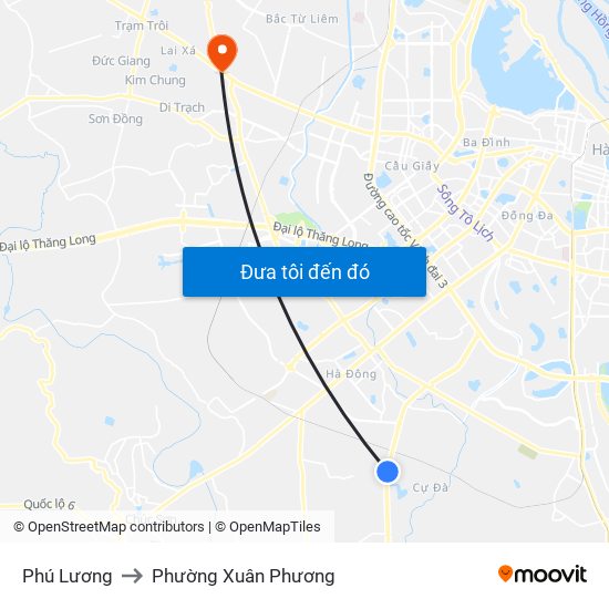 Phú Lương to Phường Xuân Phương map