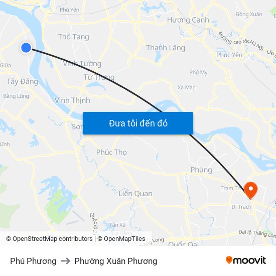 Phú Phương to Phường Xuân Phương map