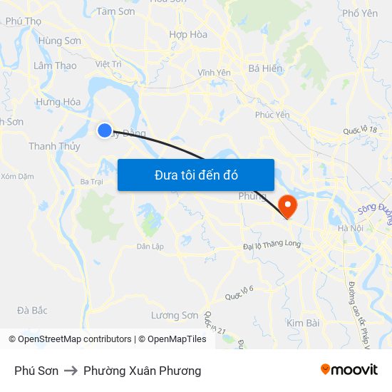 Phú Sơn to Phường Xuân Phương map