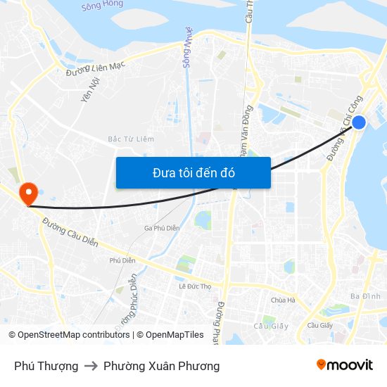 Phú Thượng to Phường Xuân Phương map