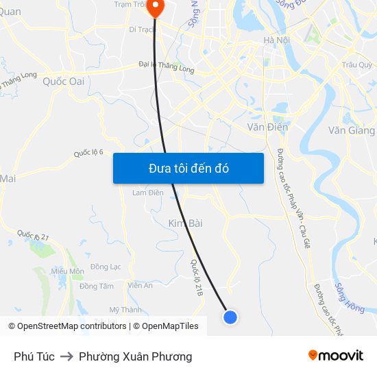 Phú Túc to Phường Xuân Phương map