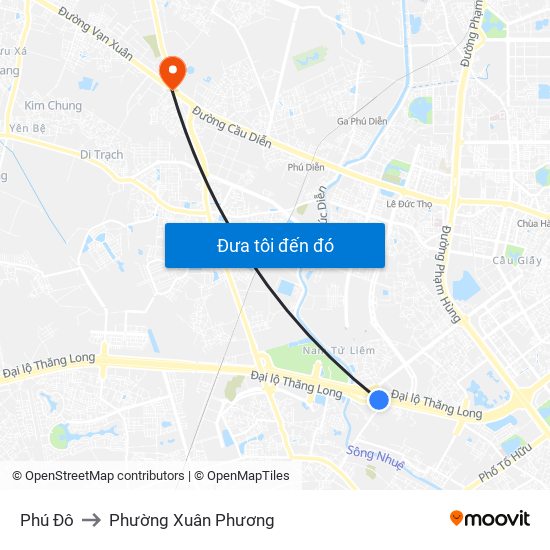 Phú Đô to Phường Xuân Phương map