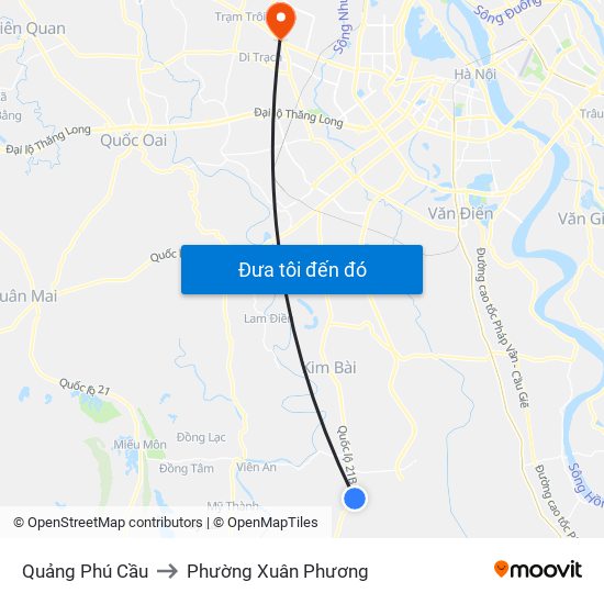 Quảng Phú Cầu to Phường Xuân Phương map
