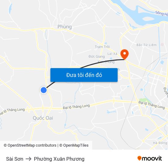 Sài Sơn to Phường Xuân Phương map