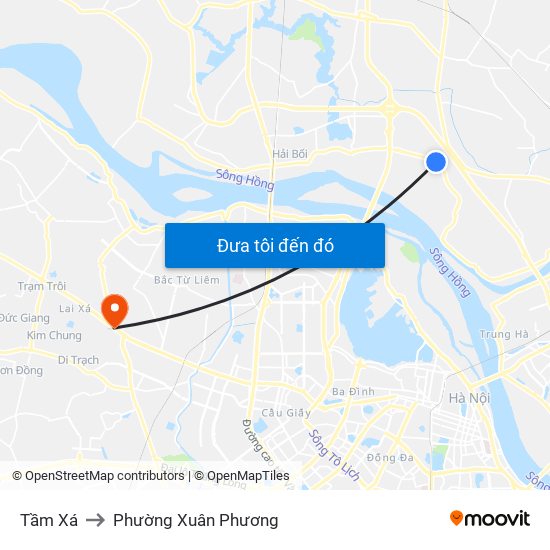 Tầm Xá to Phường Xuân Phương map