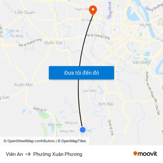 Viên An to Phường Xuân Phương map