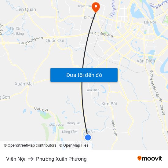 Viên Nội to Phường Xuân Phương map