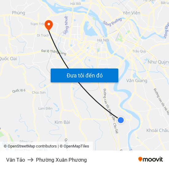 Vân Tảo to Phường Xuân Phương map