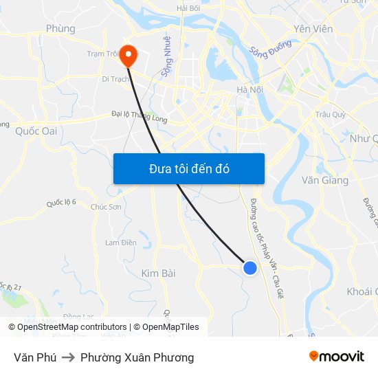 Văn Phú to Phường Xuân Phương map