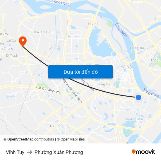 Vĩnh Tuy to Phường Xuân Phương map