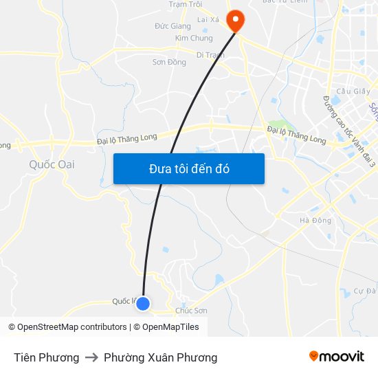 Tiên Phương to Phường Xuân Phương map