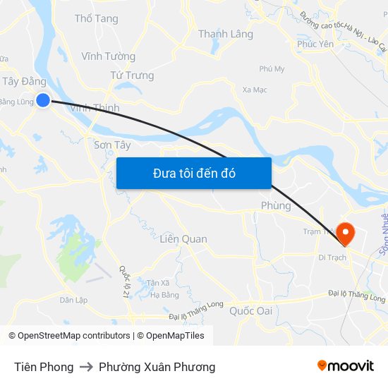 Tiên Phong to Phường Xuân Phương map