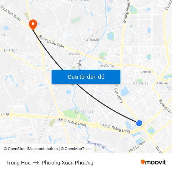 Trung Hoà to Phường Xuân Phương map