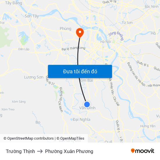 Trường Thịnh to Phường Xuân Phương map