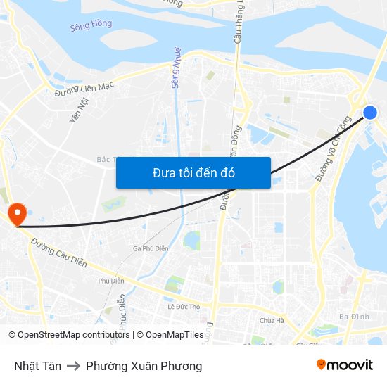 Nhật Tân to Phường Xuân Phương map