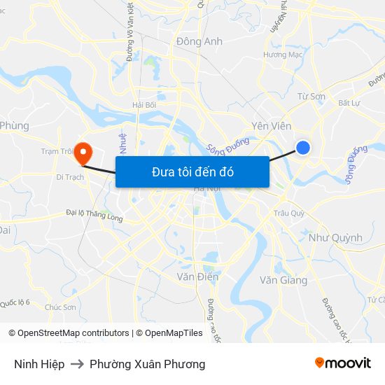 Ninh Hiệp to Phường Xuân Phương map
