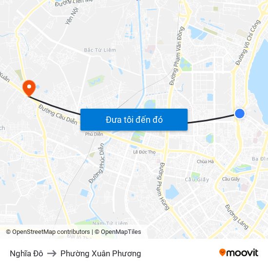 Nghĩa Đô to Phường Xuân Phương map