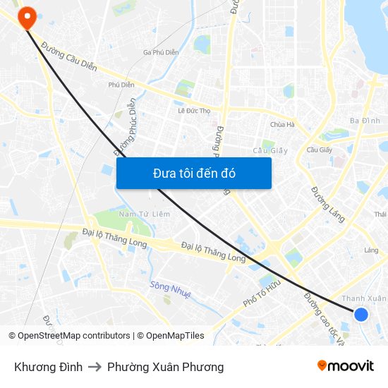 Khương Đình to Phường Xuân Phương map