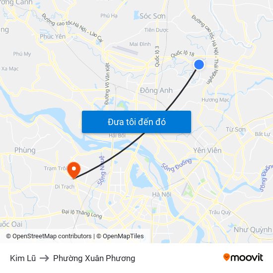 Kim Lũ to Phường Xuân Phương map