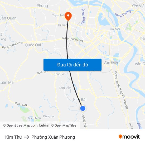 Kim Thư to Phường Xuân Phương map
