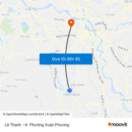 Lê Thanh to Phường Xuân Phương map