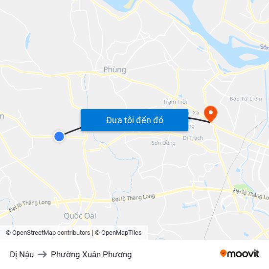 Dị Nậu to Phường Xuân Phương map