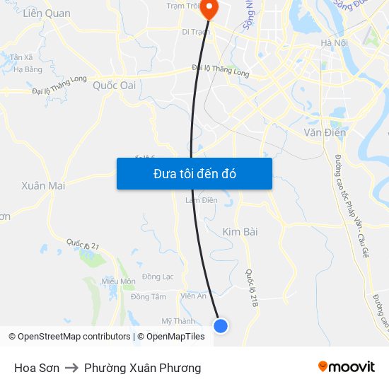 Hoa Sơn to Phường Xuân Phương map