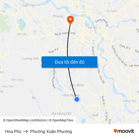 Hòa Phú to Phường Xuân Phương map