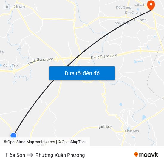 Hòa Sơn to Phường Xuân Phương map