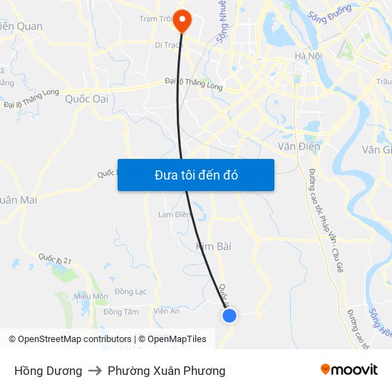 Hồng Dương to Phường Xuân Phương map