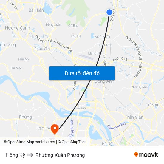 Hồng Kỳ to Phường Xuân Phương map