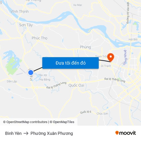Bình Yên to Phường Xuân Phương map