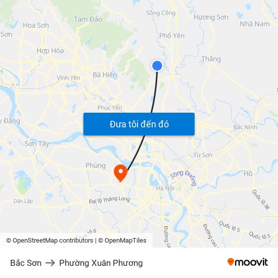 Bắc Sơn to Phường Xuân Phương map